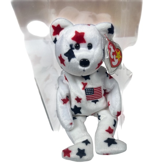 Ty Beanie Baby Glory Bear Patriotic USA Flag Stars Plush Toy 1999 - Picture 3 of 5